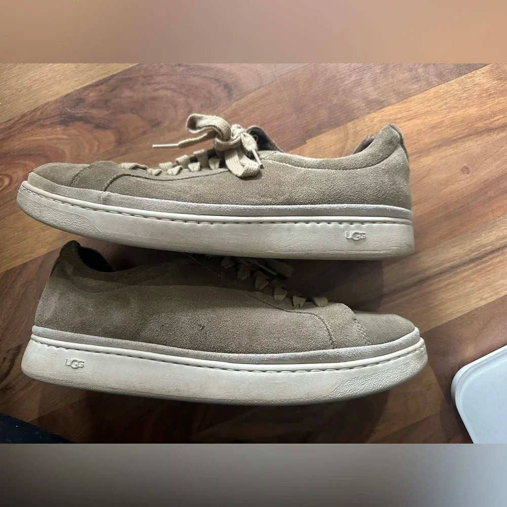 UGG Men's Beige Suede Lace-Up Sneakers - Picture 2 of 7